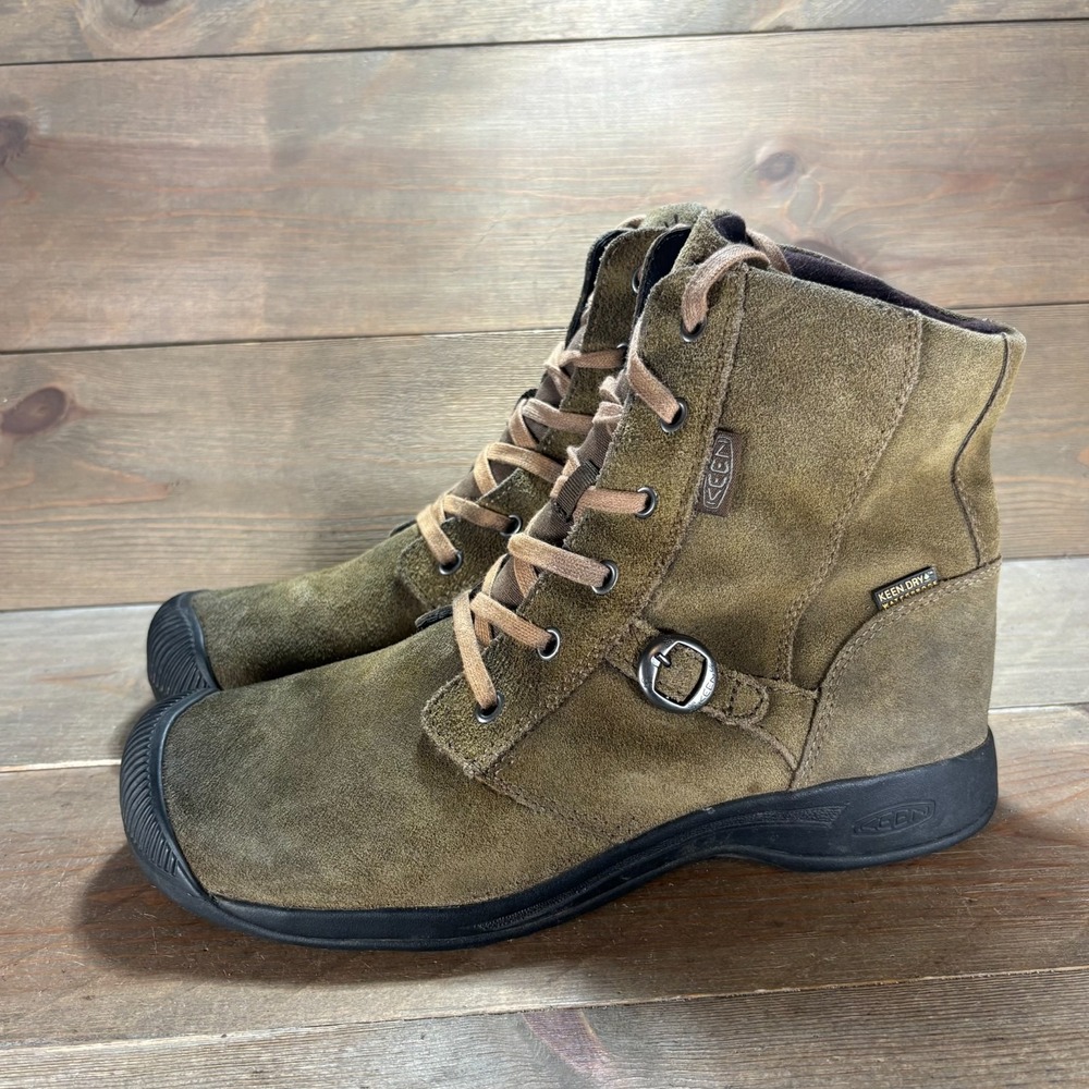Keen reisen Womens size 10.5 shoes Olive Suede Waterproof Buckle ankle boots